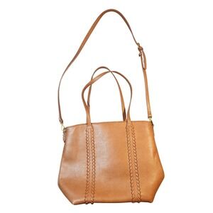 Style & Co. Faux Leather Brown Braided Strap Tote‎ Bag Shoulder Bag Purse
